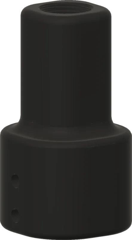 CAD render of the shin-inner part, a stepped cylinder with a narrow threaded neck