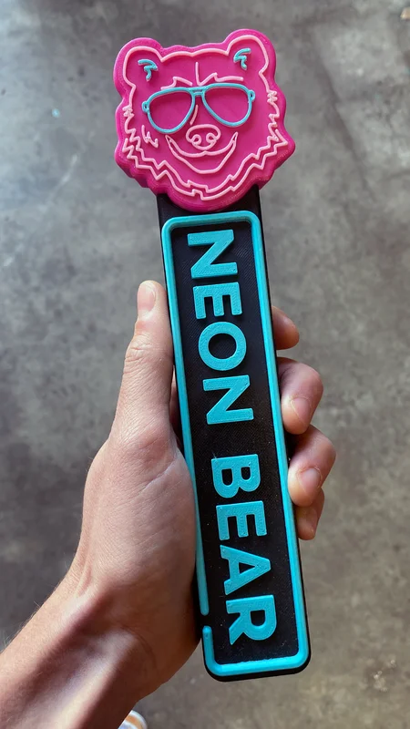 Neon Bear custom 3D-printed tap handle